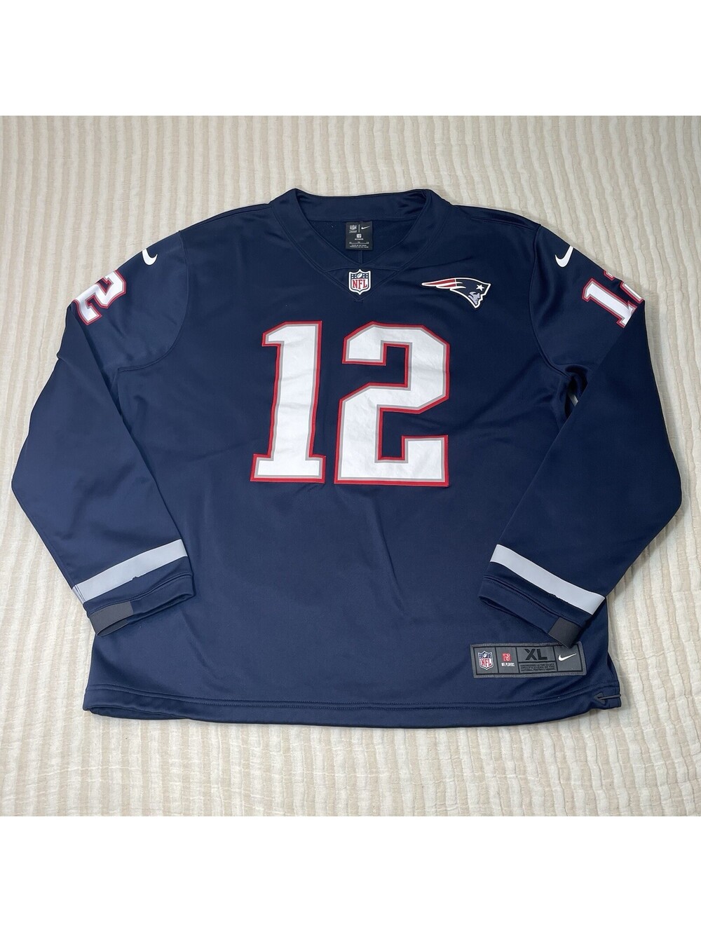 Nike Tom Brady 12 New England NE Patriots NFL  Jersey Long Sleeve Mens XL